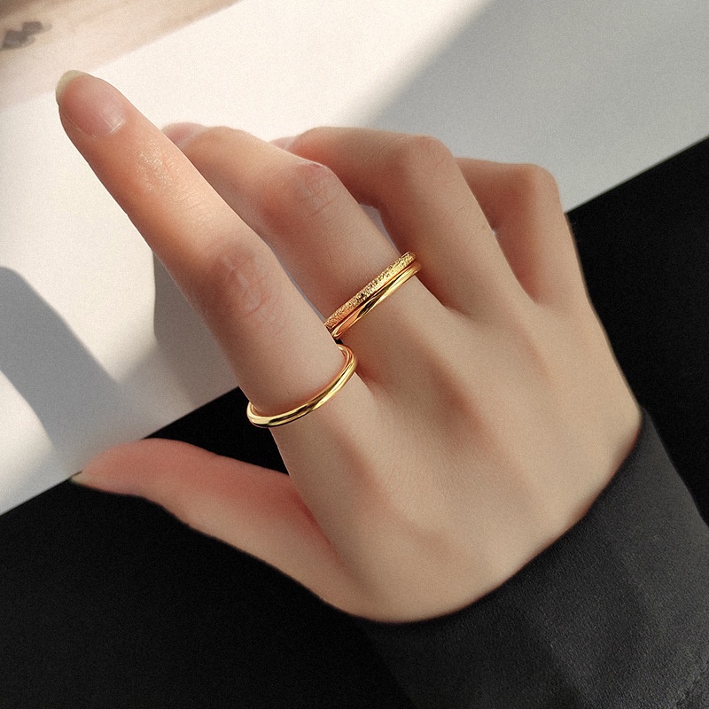 AZ265 【COD】Cincin 3in1 Korea Style 3pcs Warna Emas Fashion Wanita Anti Karat