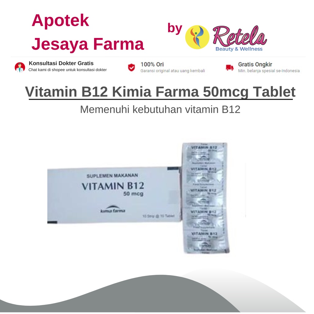Jual Vitamin B12 Kimia Farma 50mcg Tablet | Shopee Indonesia
