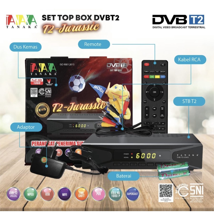 Tanaka Set Top Box DVB T2 TV Digital DVB STB YOUTUBE Jurassic Merah - STB Only