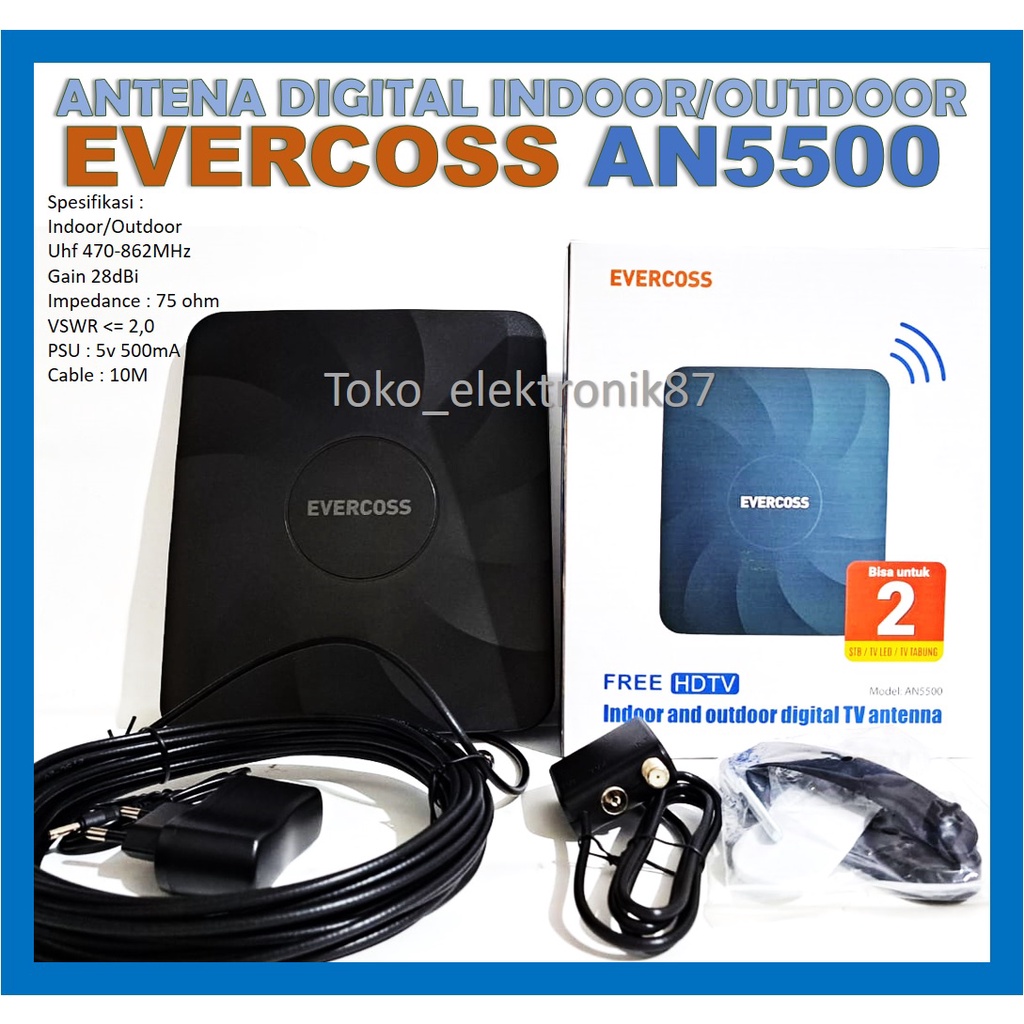 Antena Digital Evercoss AN 5500 Indoor dan Outdoor HDTV