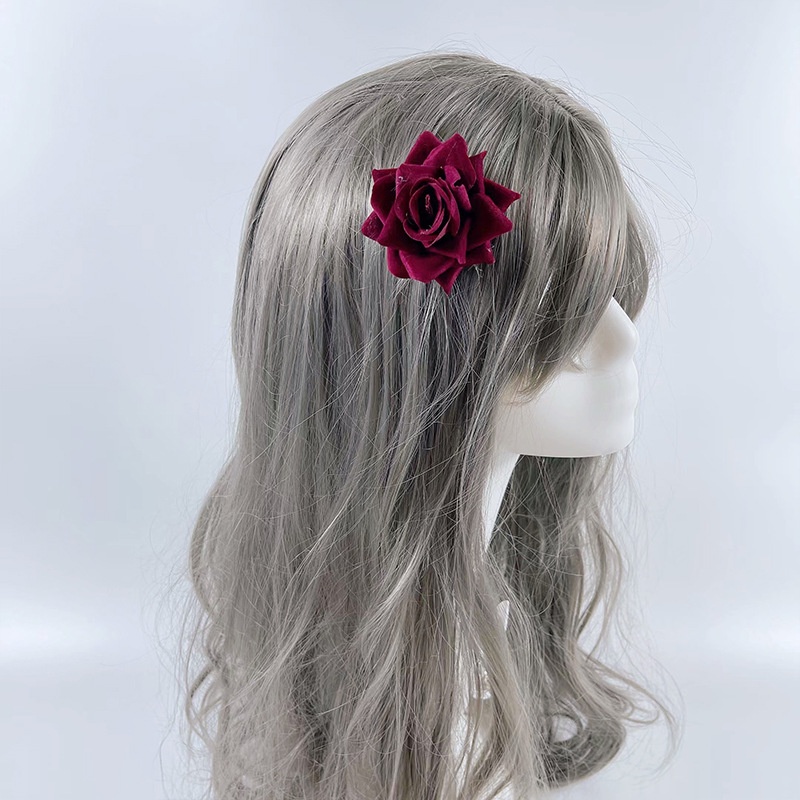 HPRO hairpin rose jepit rambut bunga mawar merah marun hair pin maroon