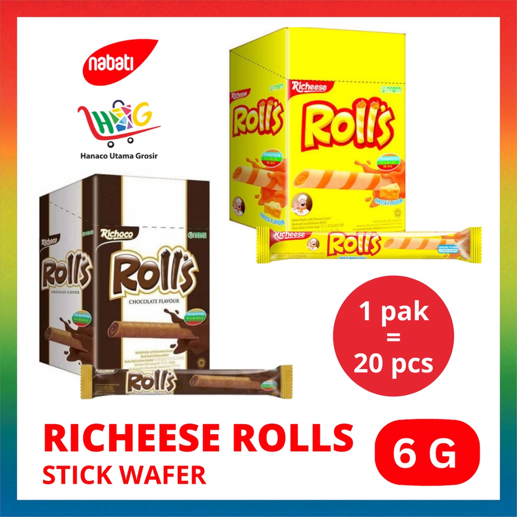 Nabati Richeese Rolls Wafer Keju 20 x 6 gr [ 1 BOX ]