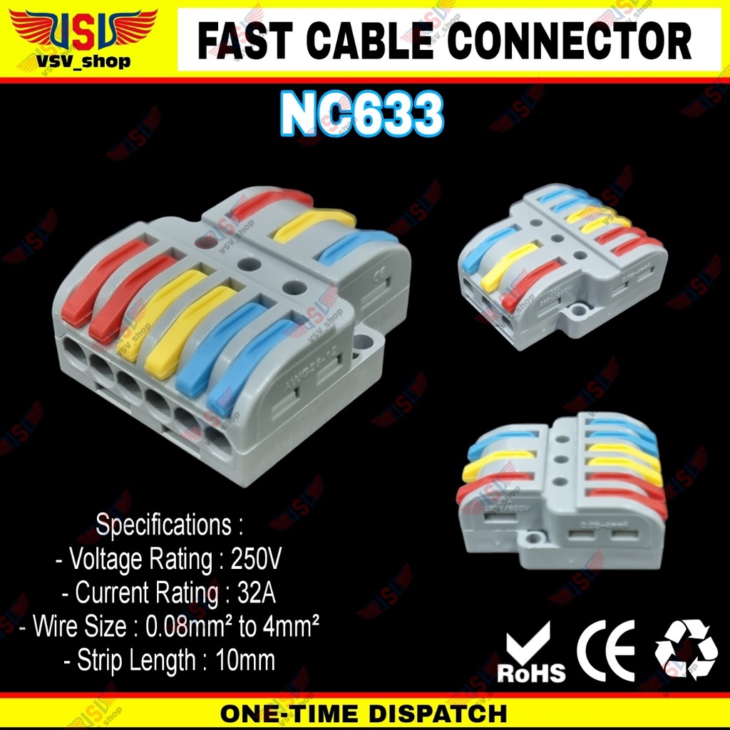 Terminal Konektor Kabel Sambung Cabang Quick Cable Connector wago 3IN