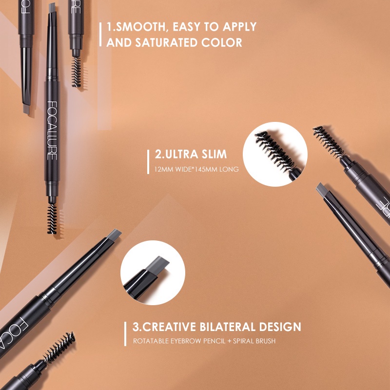 NIK - FOCALLURE Auto Brows Pen Waterproof Long-Lasting Pensil alis- 3 Colours FA18 BPOM ORIGINAL