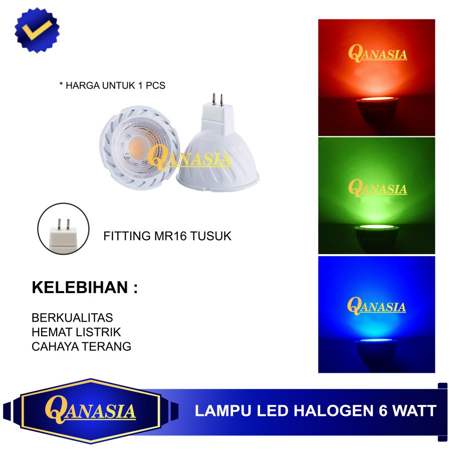 Lampu Sorot Mr16 6 Watt Halogen Led 6W Spot Light Spotlight Merah Hijau Biru