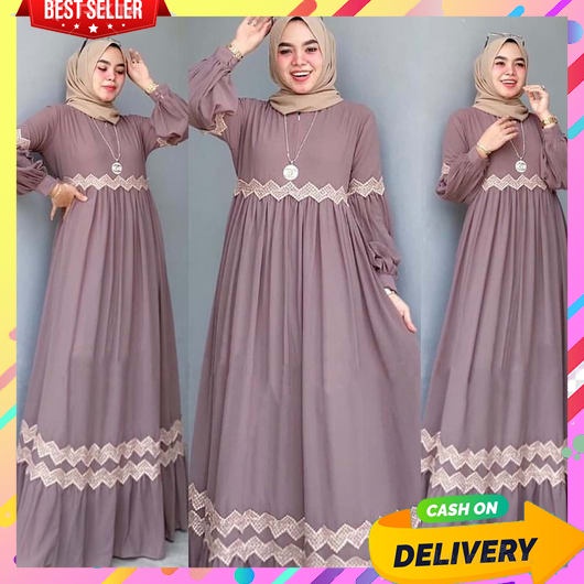 Gamis Lebaran Dewasa Terbaru Remaja Cewek Mewah Syari Khimar Games2021 Set Cadar Motif Busui Adem Ba