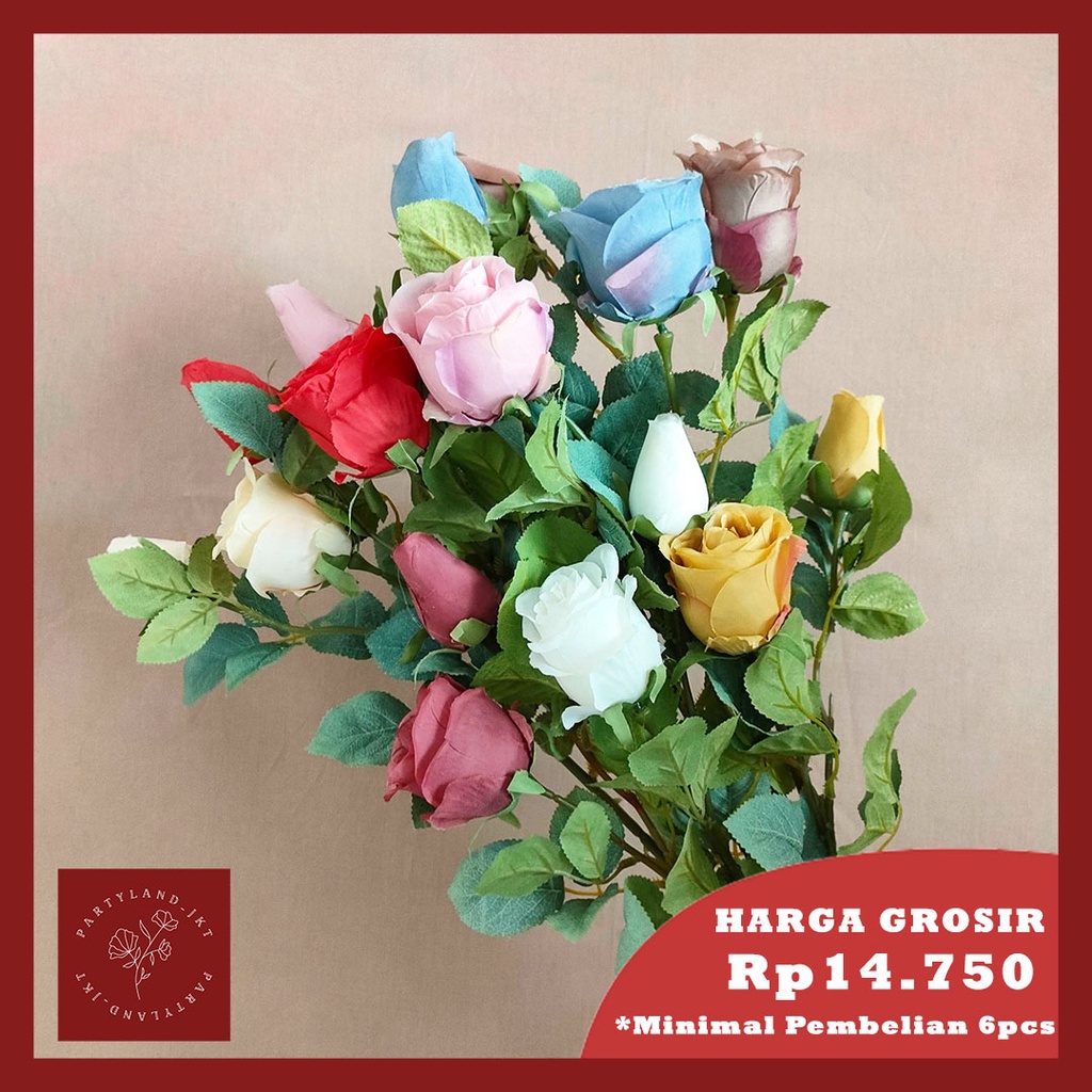 Artificial Flower Large Blush Rose Tanamana Bunga Mawar Buatan Dekorasi Hias