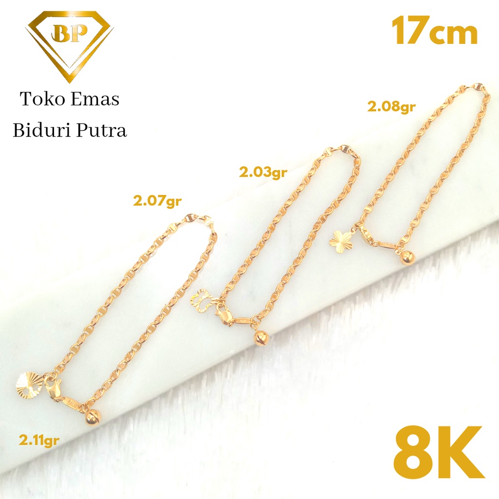 Gelang Fancy Perhiasan Emas Kuning Asli Model Terbaru Kadar 8K/375 toko emas biduri putra