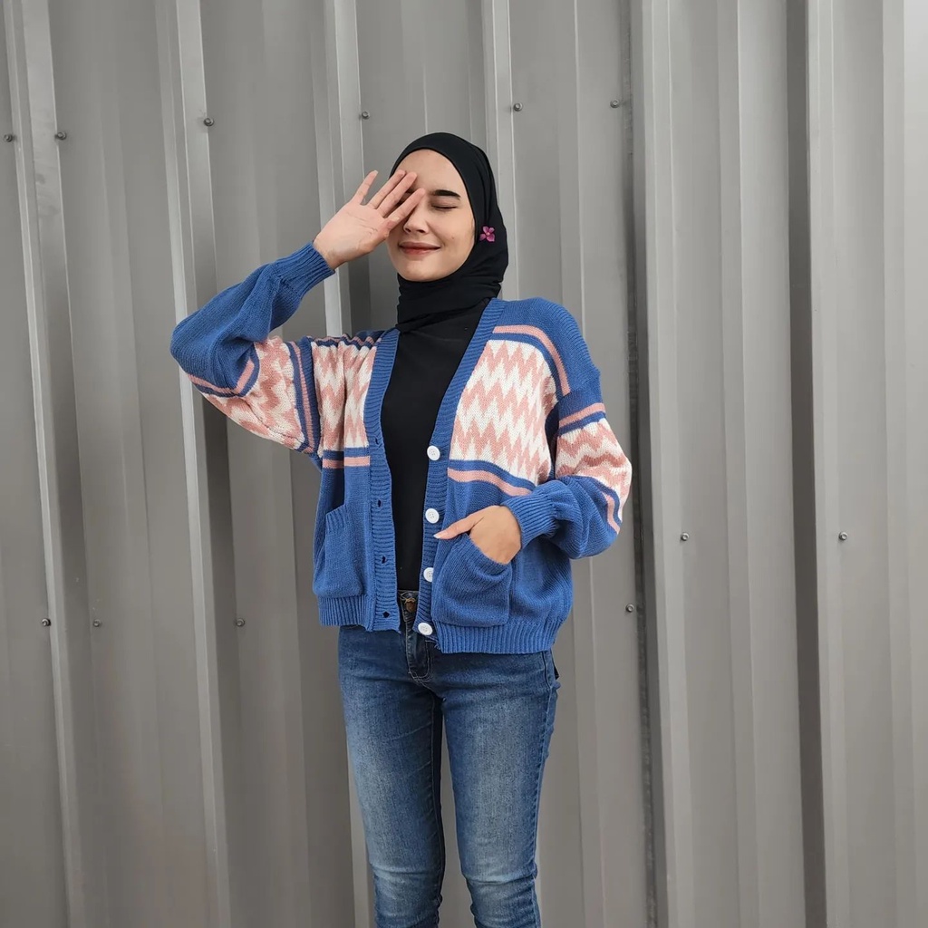 [CYC | COD] Outwear Cindy Zigzag Outer | Rajut Cardigan Wanita Trendy Murah