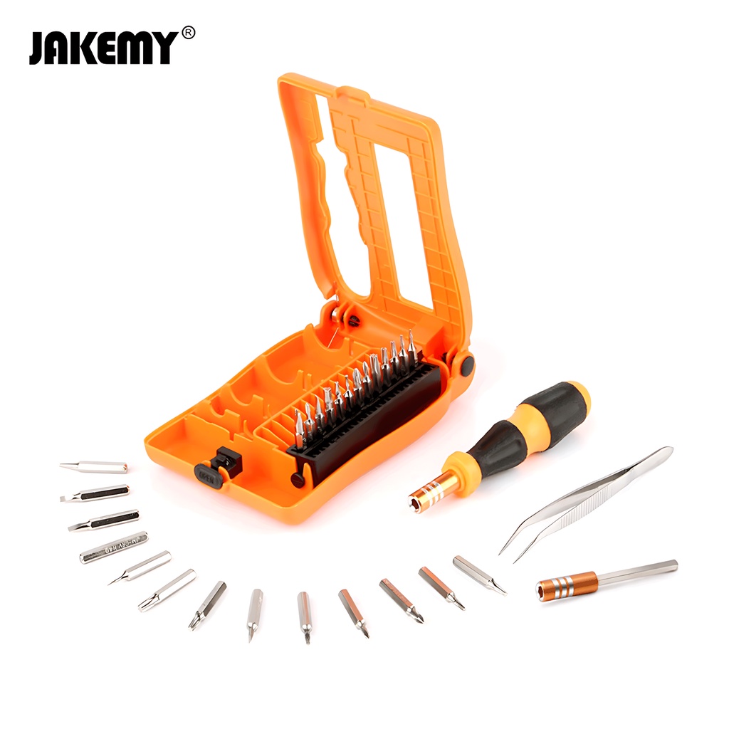 Jakemy Obeng Set Hp Lengkap Torx Phillips Hex Triangle Bintang Star 0.8 Pinset Original JM-8104