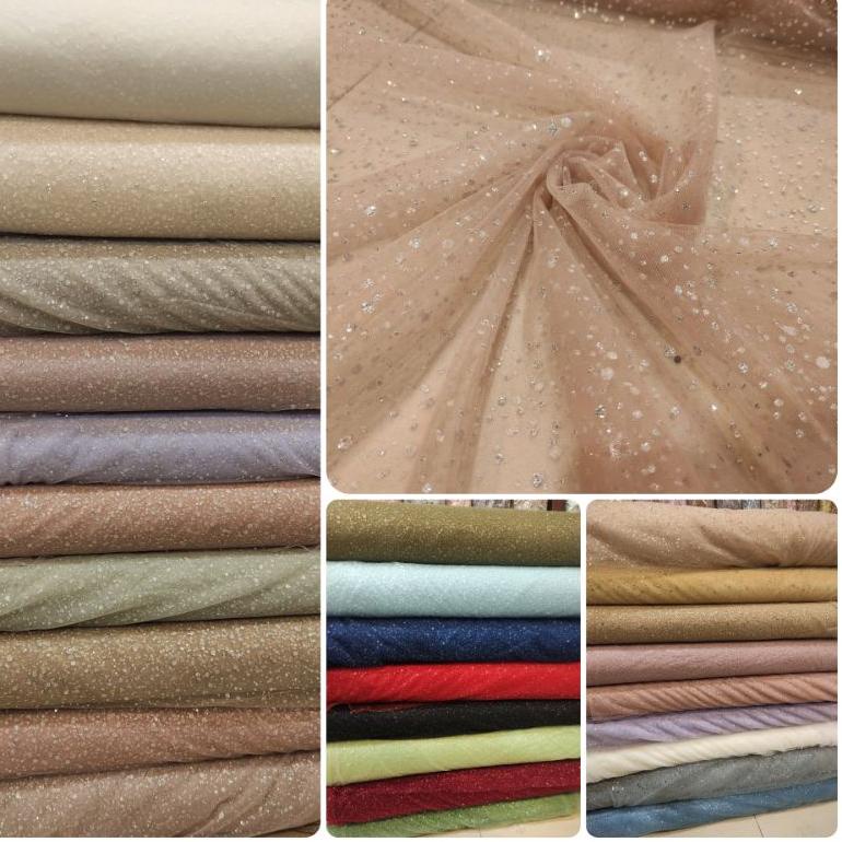 REKOMENDASI Kain Tile Tulle Crush Snow Glitter Zuhair Sparkle Sugar Candy