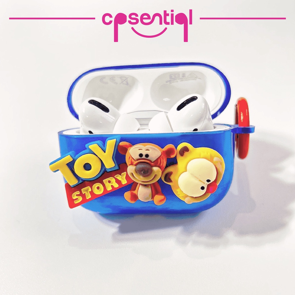 COD Case Airpods Gen 1/2 Gen 3 Pro Inpods 12 i12 3D Model Toy Story | Semi Transparan Biru Pink Cartoon Airpods Case with Free Round Hook| Protection Casing Premium | Soft case Silicone Premium dengan Gantungan Bulan