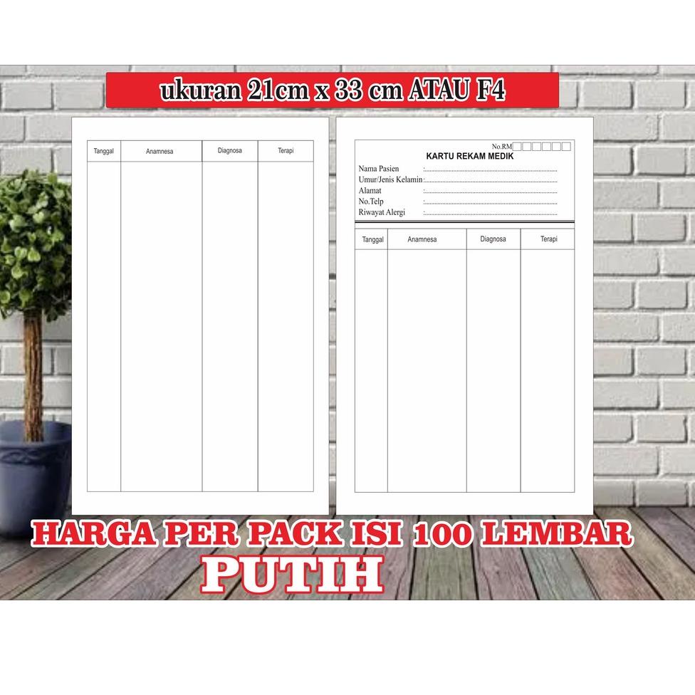 

[ART. 7] Kartu Rekam Medis / Kartu Status Pasien Medical Record Ukuran 21cm x 30cm ISI 100/PACK(custom kop)