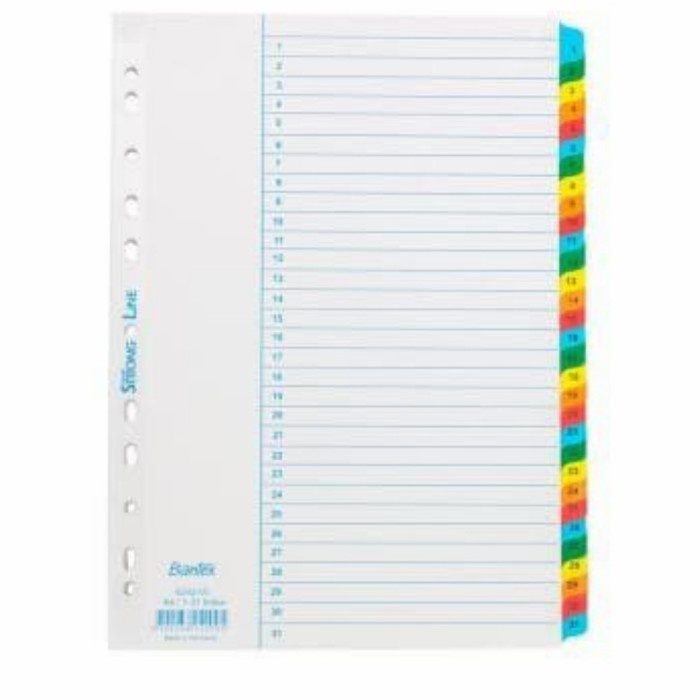 

Terlaris Divider Bantex 6242 A4 Index 1-31 Bahan Plastik / Pembatas Odner Angka