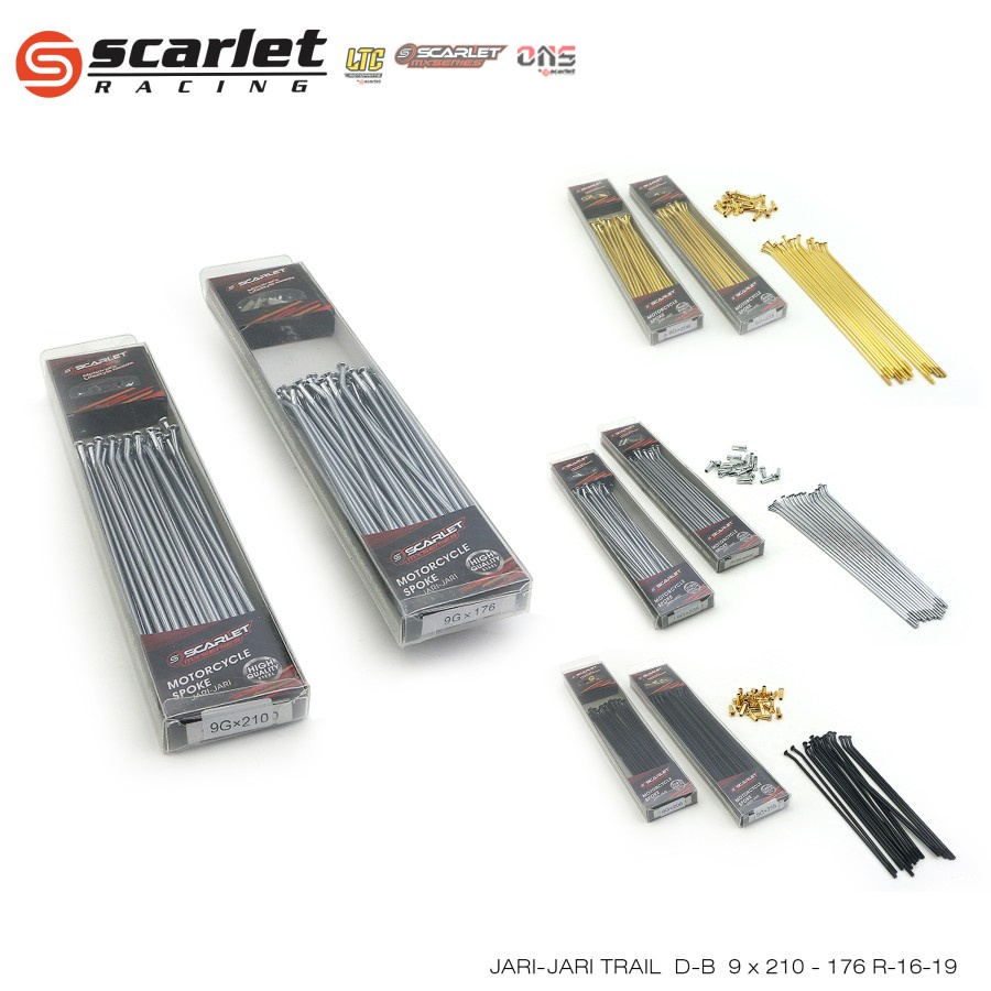 Scarlet Racing - Jari Jari Trail Spoke Lidi Ruji Depan Belakang 9 x 235 206 R 18 21