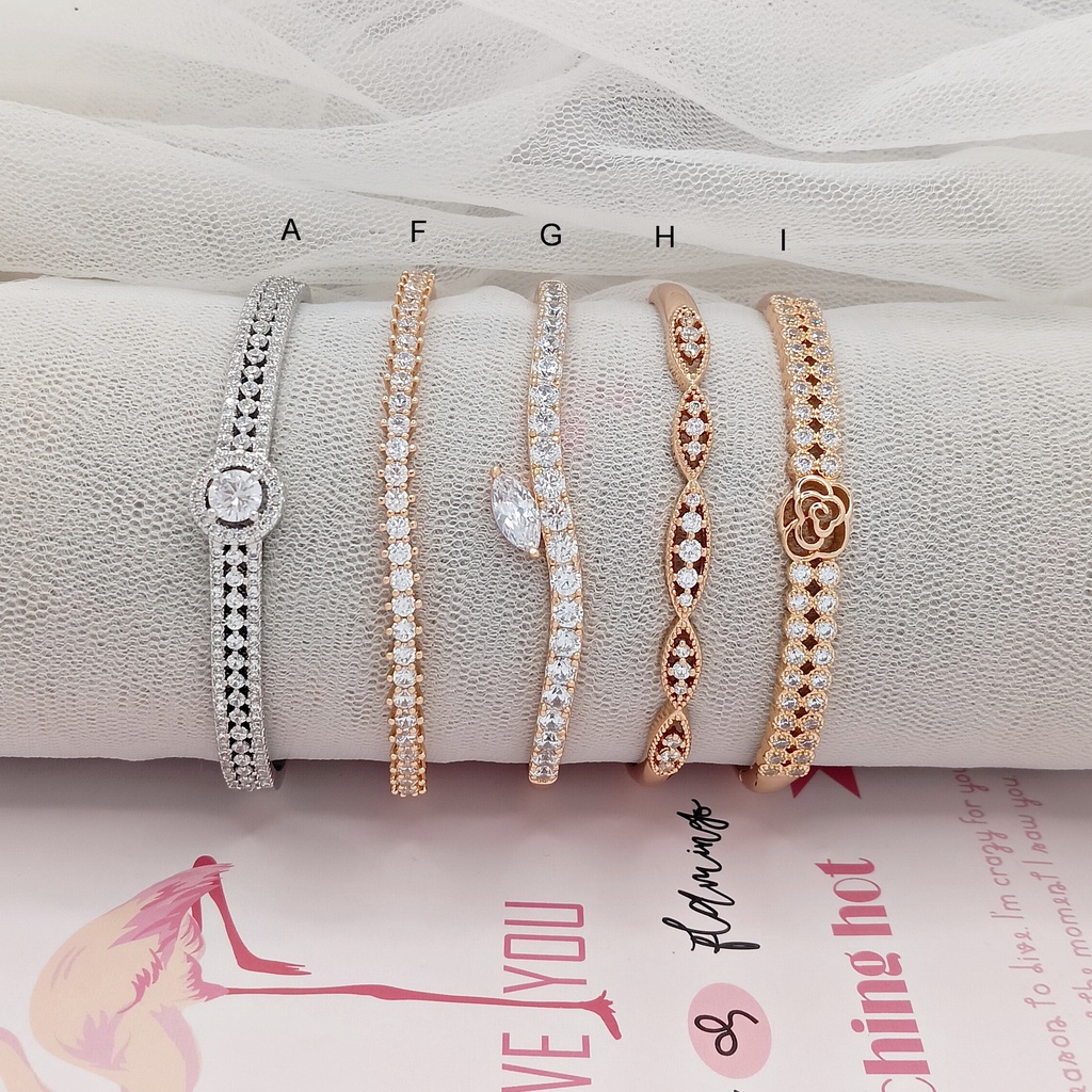 Gelang Wanita Kualitas Premium Xuping Asli Bangle Imitasi Replika Perhiasan Berlian Diamond Emas Putih Gold - BB491