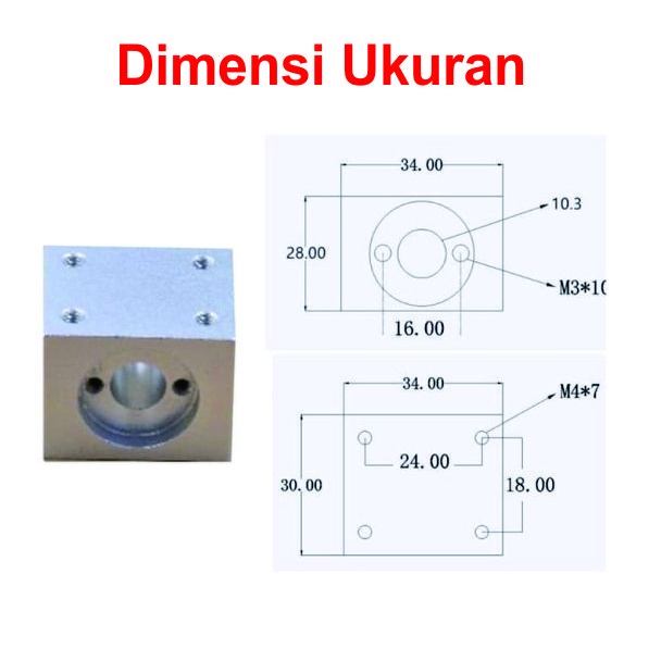 [HAEBOT] T8 Nut Housing Holder Bracket Rumahan Mur Lead Screw 8mm 6mm Mount 3D Printer CNC Aluminium Alloy House Socket Axis Slider Mekanik Putih