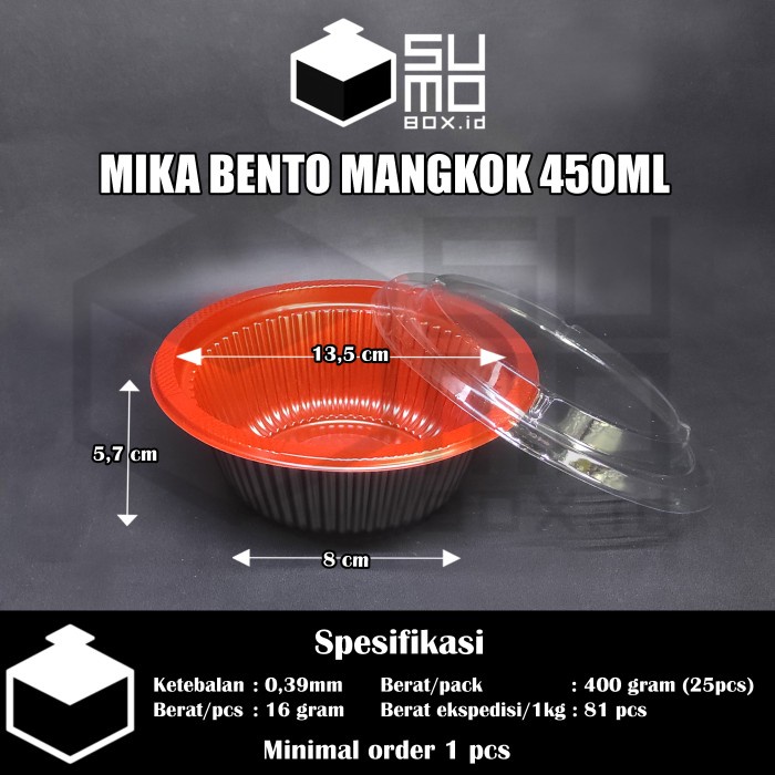 [Mangkok] Mika Bento Mangkok + Tutup 450Ml / Mangkuk Ramen Rice Bowl Plastik [Stok]