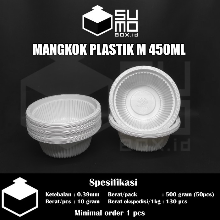 [Mangkok] Mangkok Plastik Putih Susu M450Ml [Eceran] [Stok]