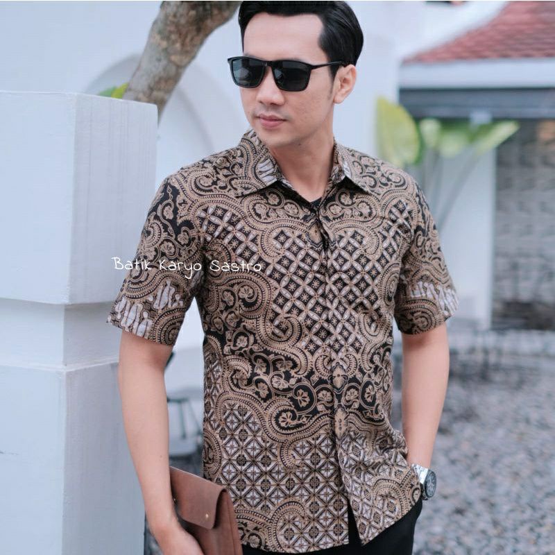 Batik SLIM FIT PRABUSENO pria lengan PENDEK PANJANG SLIMFIT FURING modern PREMIUM ORIGINAL