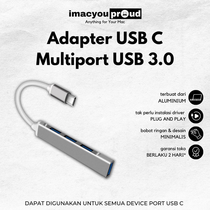 Terlaris Adapter Usb Type C Multi Port 4 In 1 Usb 3.0 For Macbook Air Pro M1