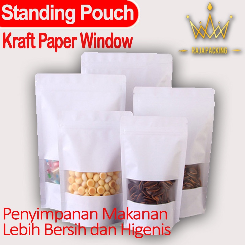 Standing Pouch | Standing Pouch Kraft | Standing Pouch Kraft Putih Window | Kemasan Snack