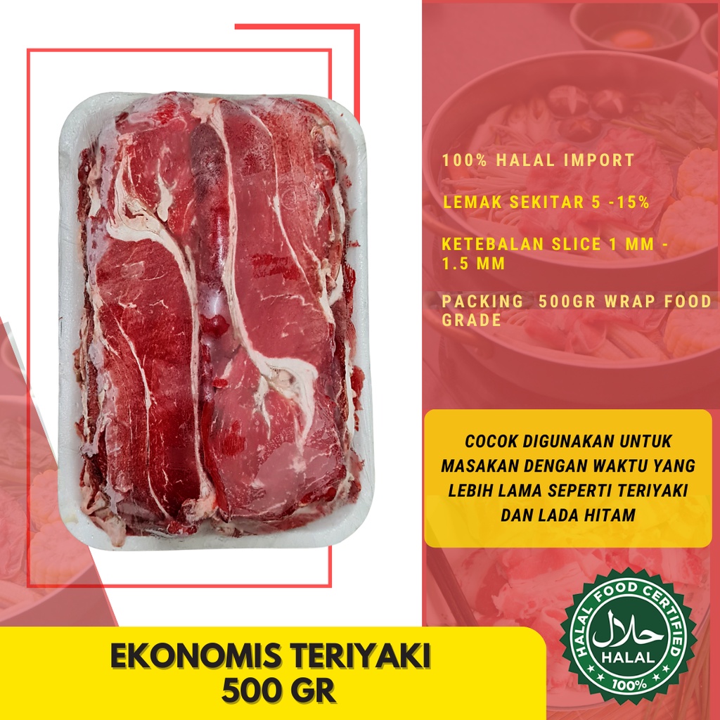 EKONOMIS - DAGING SLICE Beef Sliced TERIYAKI TUMISAN IMPORT 500gr