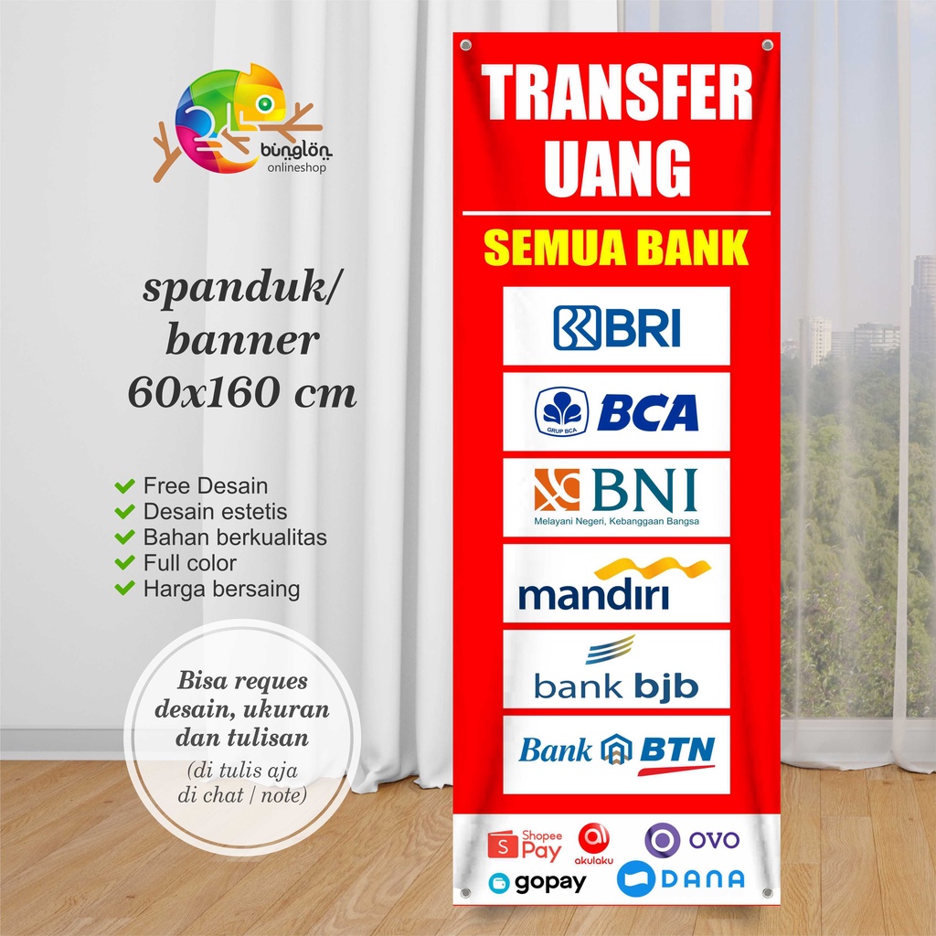 Spanduk Banner Transfer Uang Semua Bank