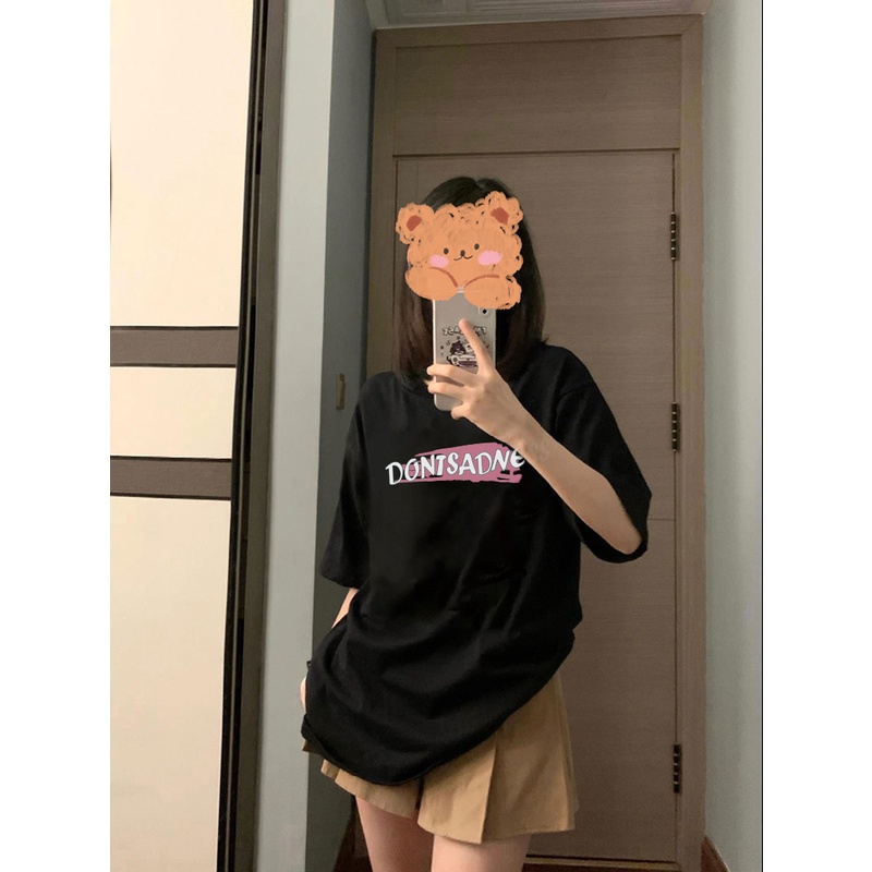 EUNII T-shirt Lengan Pendek Cartoon Pink Strawberries On Ice Korean Style/Kaos Atasan Wanita/Baju Kaus Oversize Wanita/Kaos Wanita