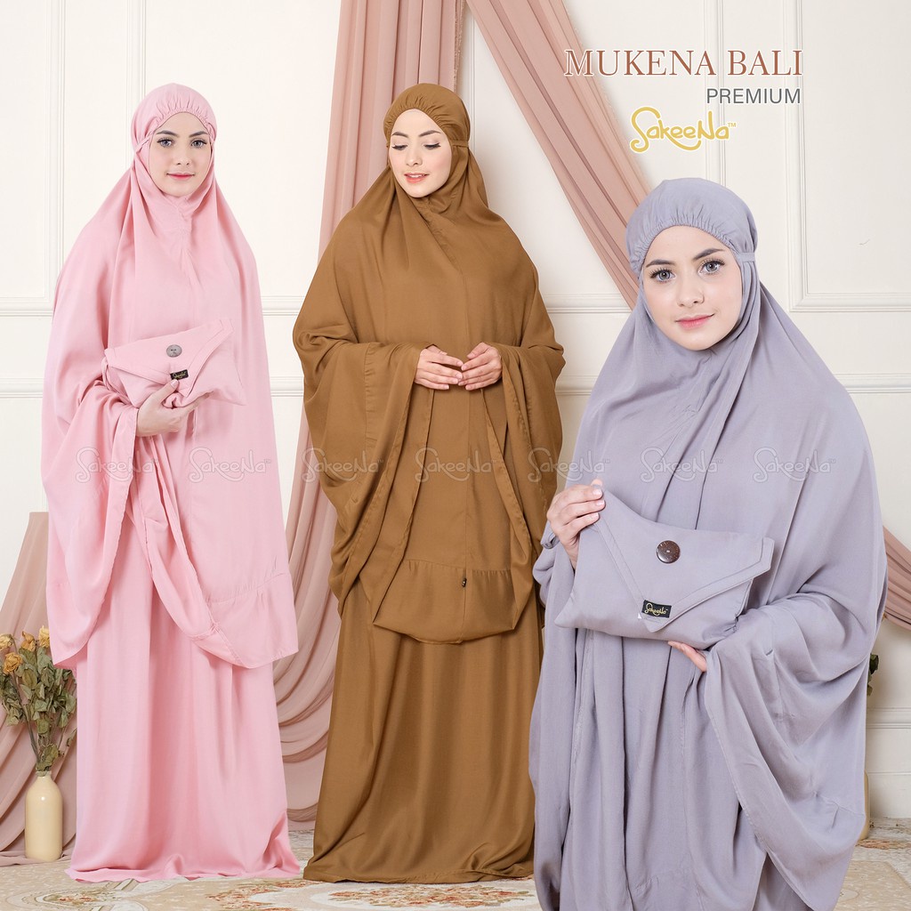 SAKEENA - Mukena Bali Dewasa Jumbo Katun Rayon Polos - Mukena Murah Adem Nyaman