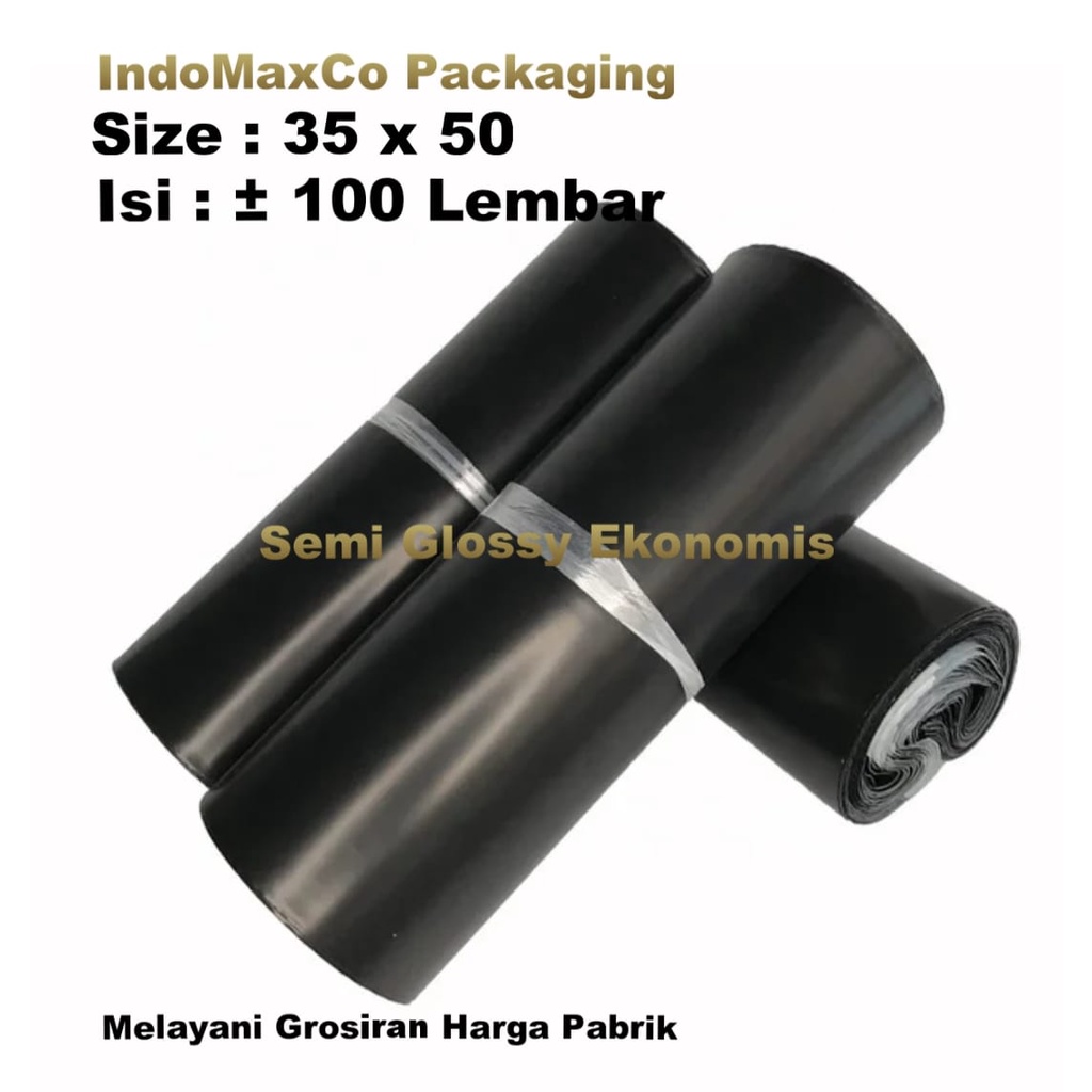 

Polymailer Kantong Plastik Packing Semi Glossy Ekonomis Hitam 35 x 50 Cm / Plastik Packing Baju, Accesories / Packing Olshop