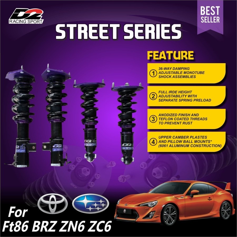 Aksesoris Suspensi Shockbreaker Coilover Untuk Harian D2 Racing STREET coilover FT86 BRZ