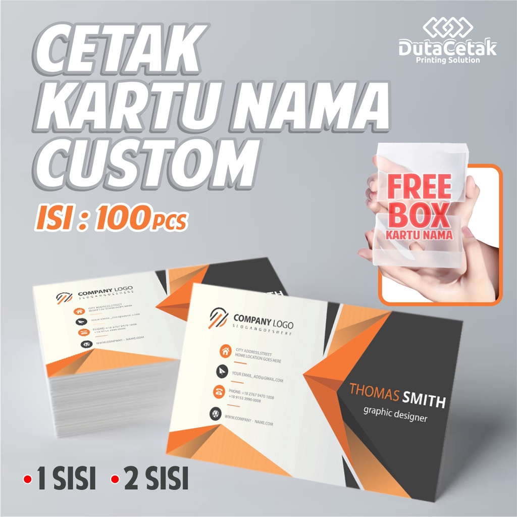 

Cetak Kartu Nama (100pcs) 1 atau 2 Sisi Custom