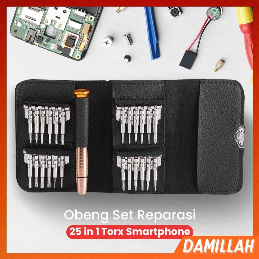 Obeng HP Reparasi Service 25 in 1 Torx set PS Y2 T2 T5 T6 P2 P5 Bintang 5 6 Kembang Hp iPhone Macboo