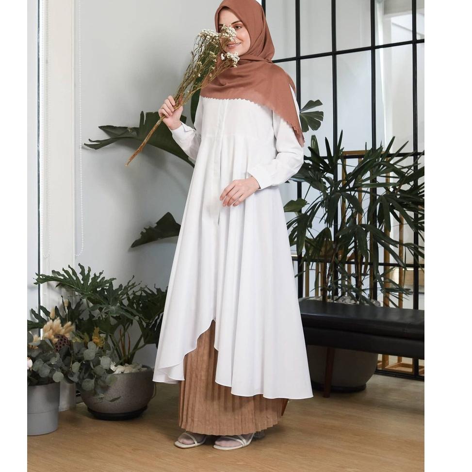 HARGA SPESIAL AIRFLOW CRINCLE Fashion Wanita Long Tunik Basic Oversize Tunik Polos Jumbo Premium Whi