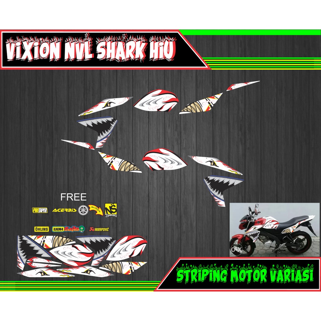 decal striping stiker motor vixion nvl shark hiu