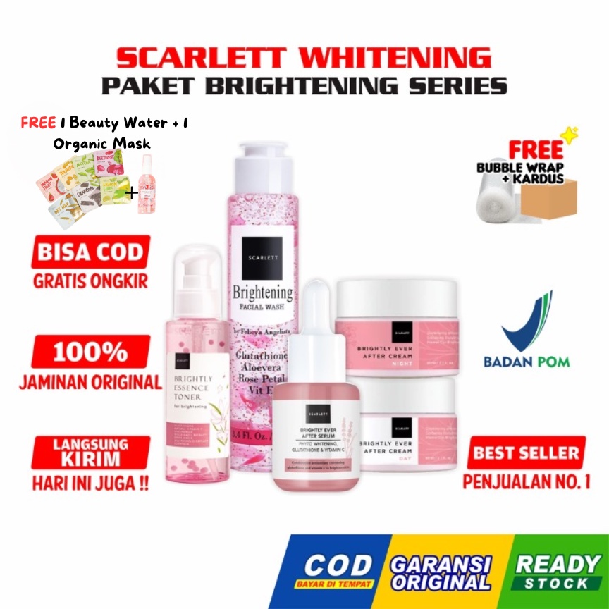 Jual Scarlett Whitening Paket Brightening Lengkap [free Beauty Water