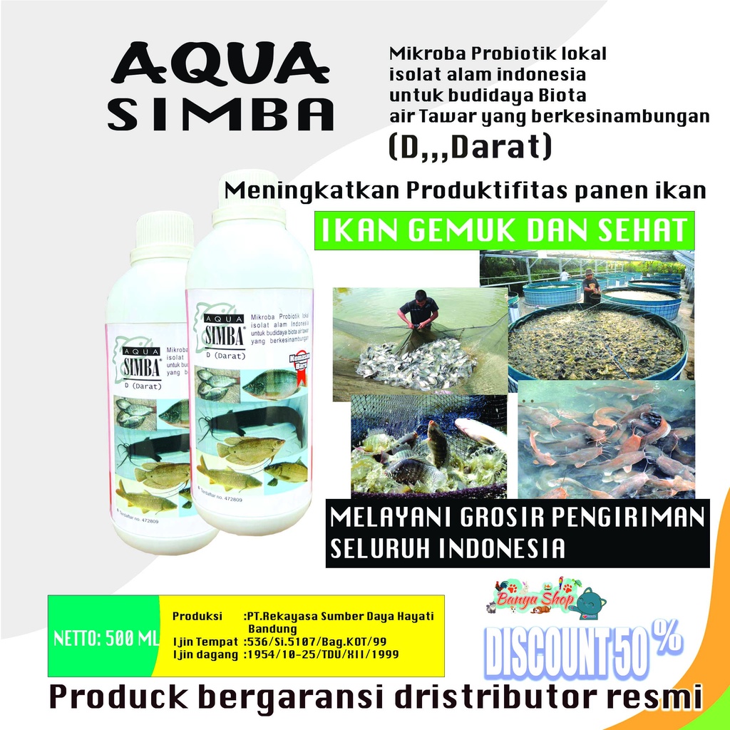 DARAT-PROBIOTIK IKAN AQUA SIMBA DARAT&quot;500 ML&quot;-OBAT IKAN-PENYEMBUH IKAN LUKA