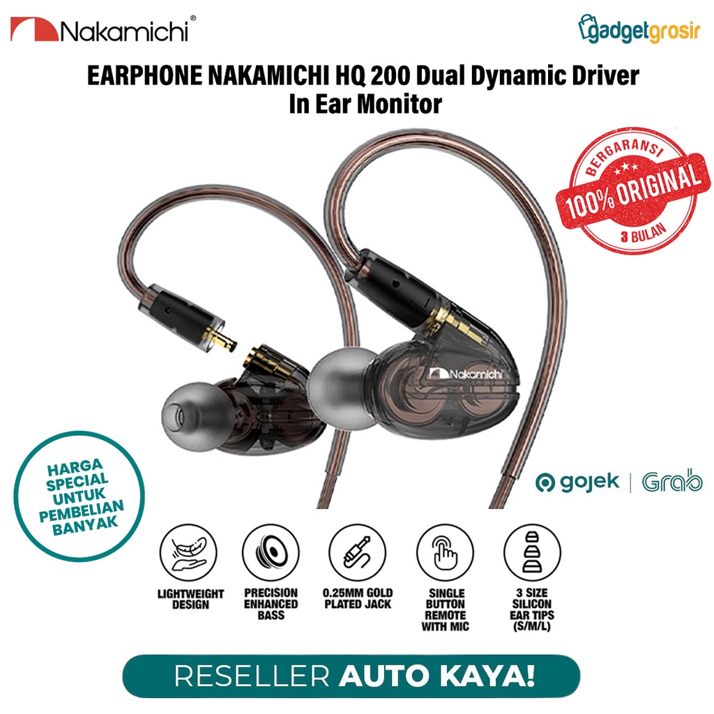 Headset Nakamichi HQ 200 Dual Dynamic Driver In Ear Monitor Original Garansi Wired Earphone IEM with