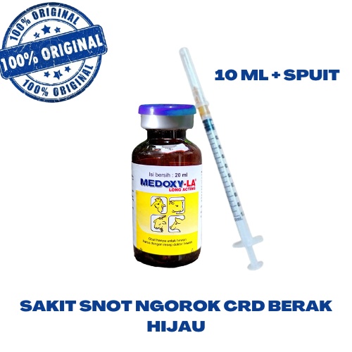 Medoxy LA Inject 10 ML / 20 ML Obat Injeksi Untuk Ayam Sapi Domba Kuda + spuit 1 ml