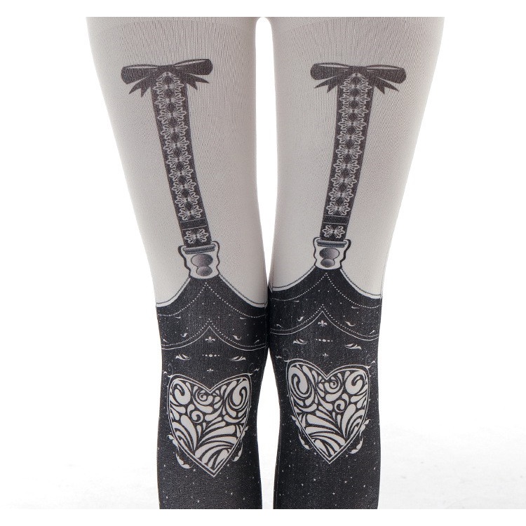 Gothic Fashion Stocking Skull And Love Ribbon Motif 8720