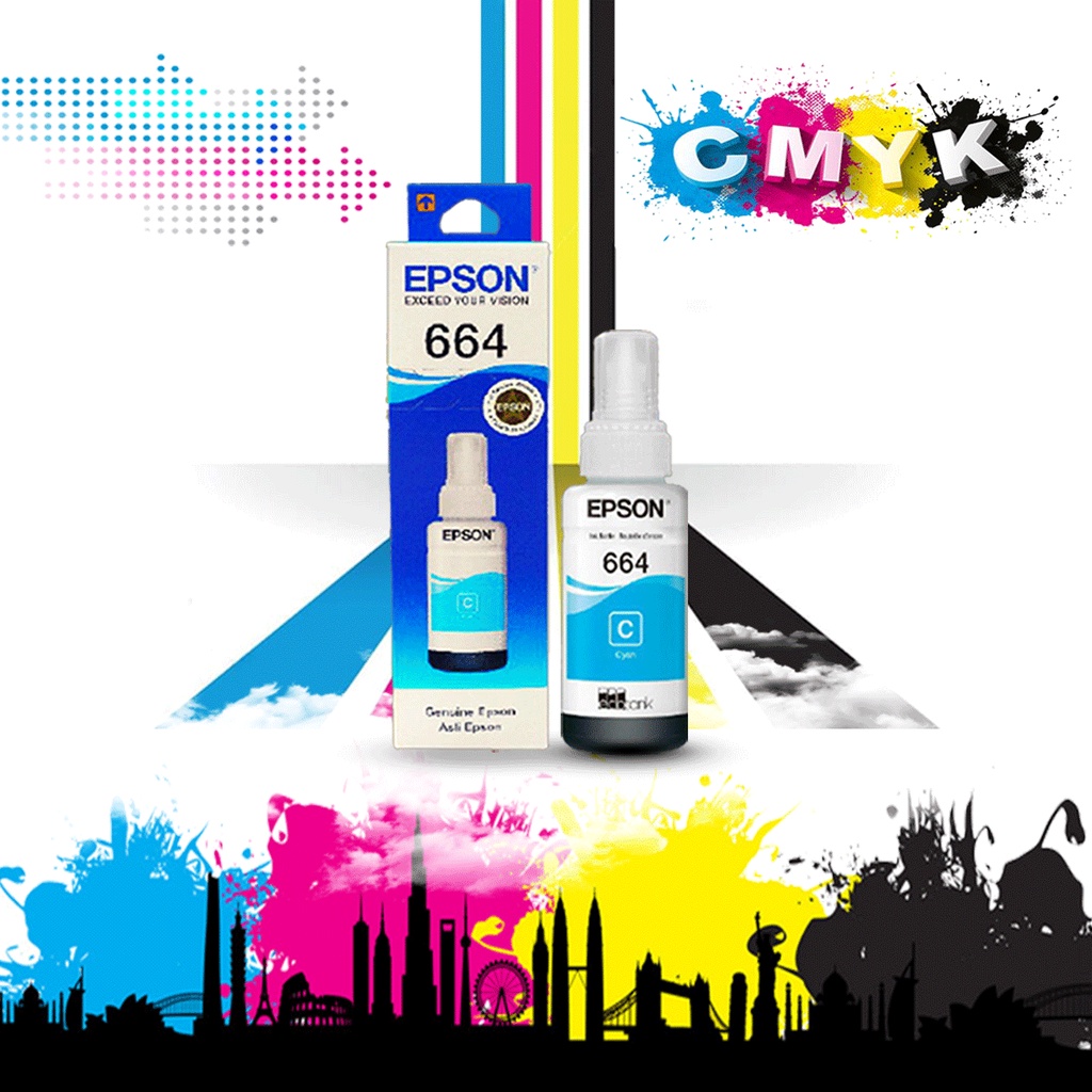 Tinta Epson 664 CYAN SERIES L360 L120 L110 L210 L220 L310 L850 L805 L1800 L800 L362 L365 L365 L366 L375