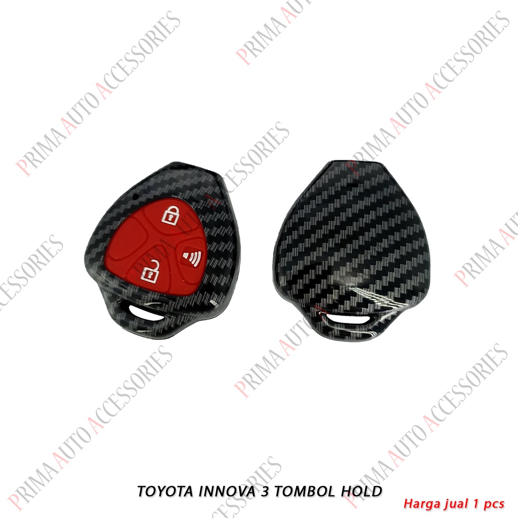 Casing Kunci Remote Mobil Carbon Fiber - Toyota Innova 3 Tombol Hold