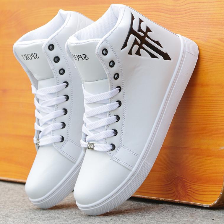 SECONDCHILD  Boots Trisula Sepatu Pria Wanita Tinggi Sneakers Sport Casual Putih REKOMENDASI