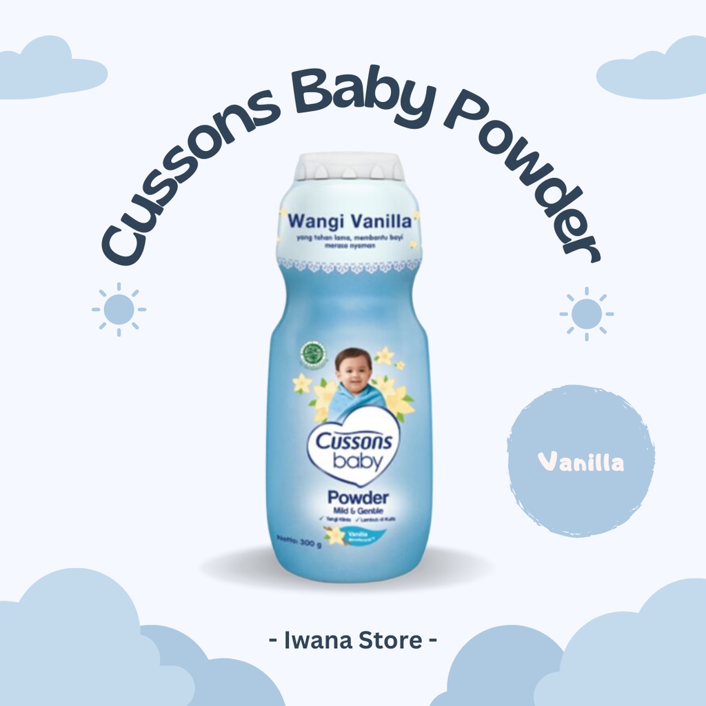 CUSSONS BABY POWDER / Bedak Bayi Cussons / Ukuran 50gr / 100gr / 300gr / 500gr / Varian Vanilla