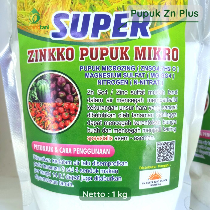 Pupuk Zinc Sulfat SUPER ZINKKO 1 kg ZnSO4 Plus Magnesium Sulfat Nitrat