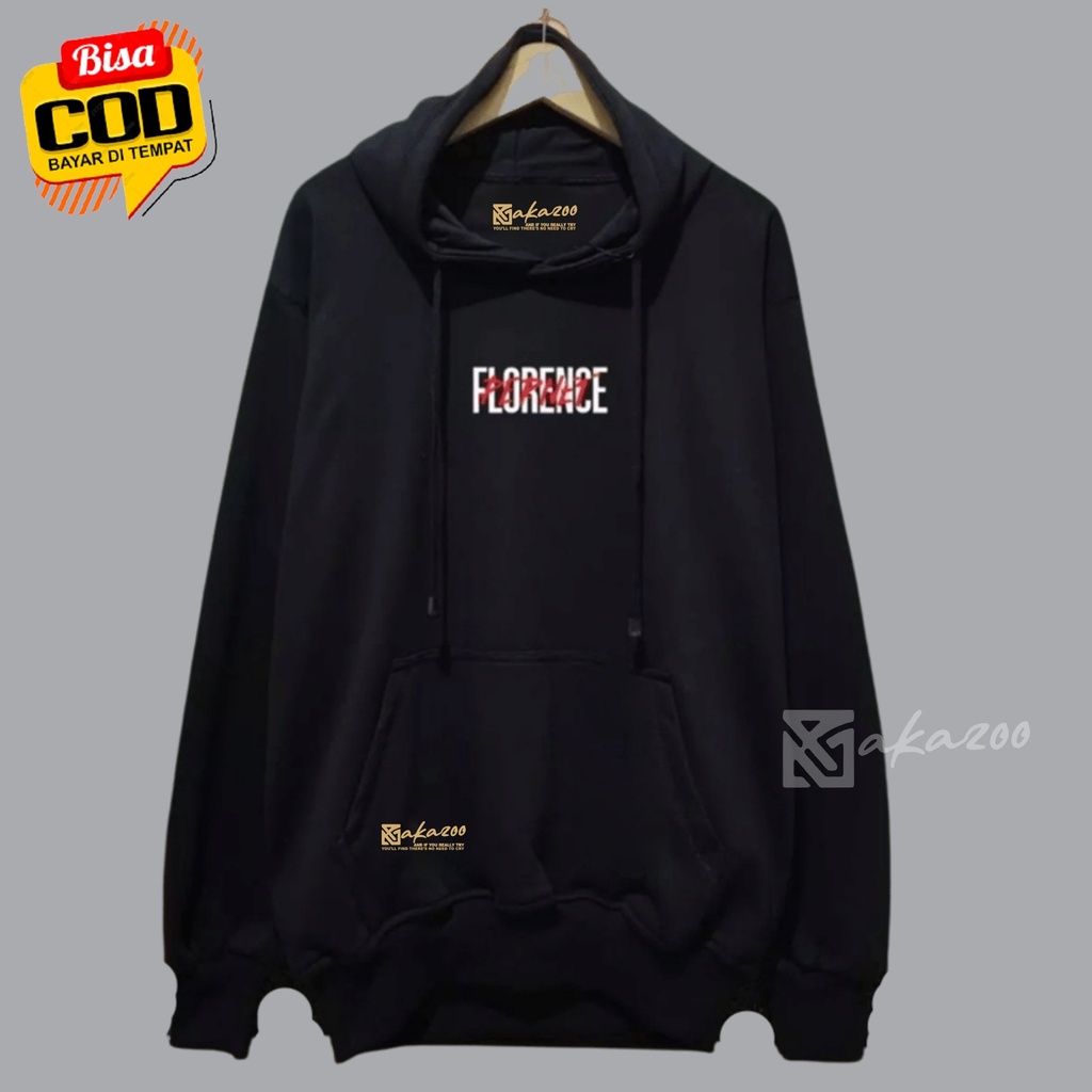 SWITER pria switer cowok akazoo warna hitam florence hoodie distro unisex m l xl xxl premium akazoo