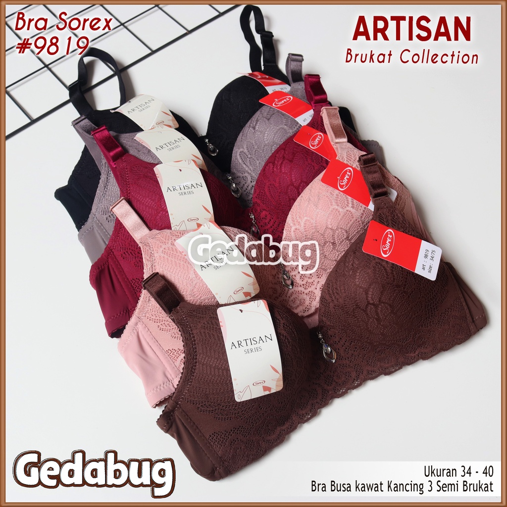 Bra BH Sorex 9819 Artisan Brukat | Bra Wanita dewasa Busa sedang tanpa kawat Kait 2 | Gedabug