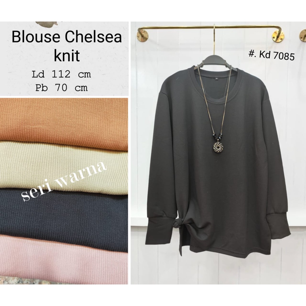 Atasan Wanita Korea Model Tunik 7085 Bahan Knit Bisa Melar Stretch / Tunik Rajut Ukuran XXL BIGsize 