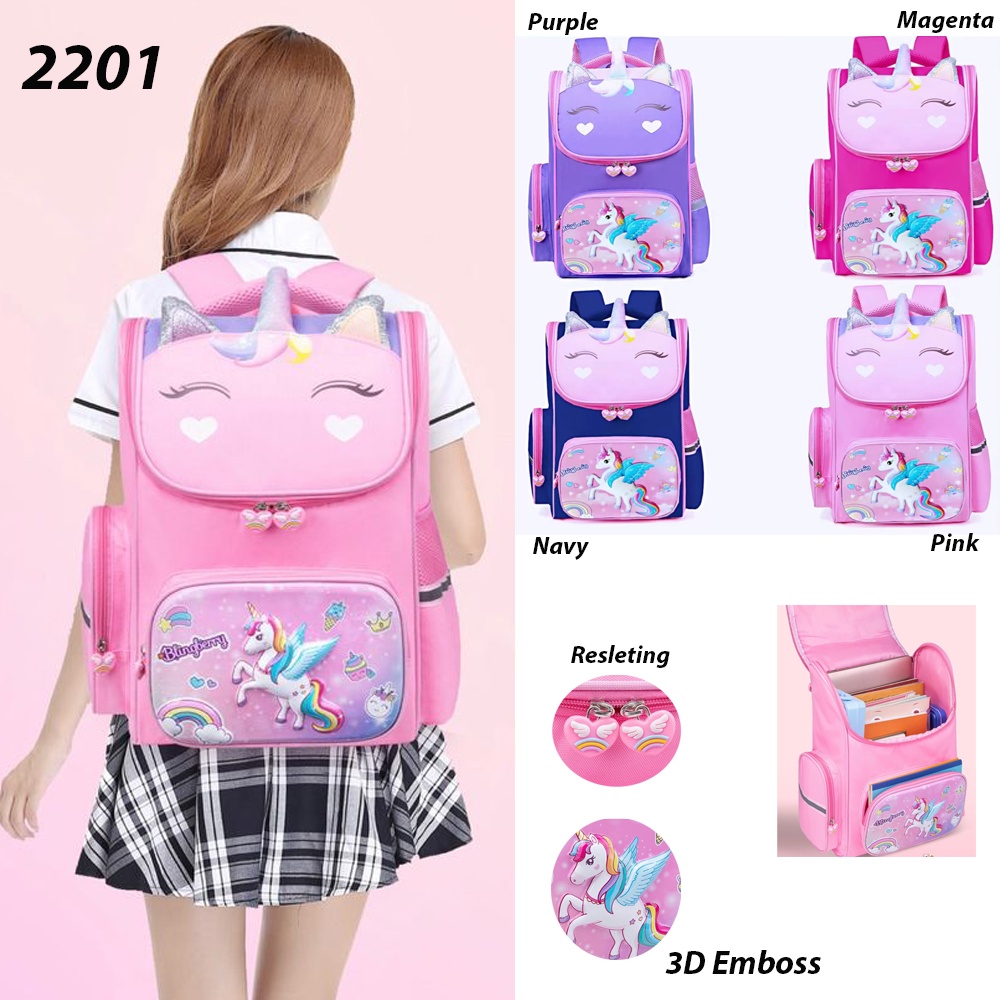 Tas Sekolah SD-SMP Import Ransel Anak Perempuan Karakter Unicorn Import Backpack School for Girls Import Unicorn